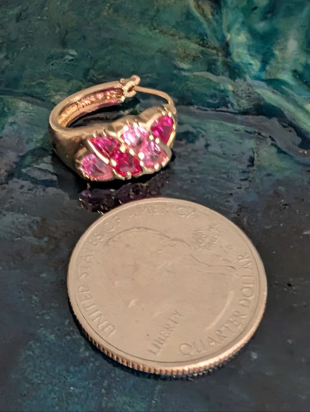 Amazing Rose Gold Plated Genuine Pink Sapphire Sterling Silver Hoop Earrings